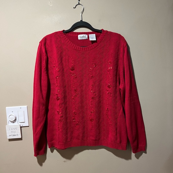Tabi International Red Sweater with Red Bead/Sequin/Embroidery Embellishment - Picture 12 of 15